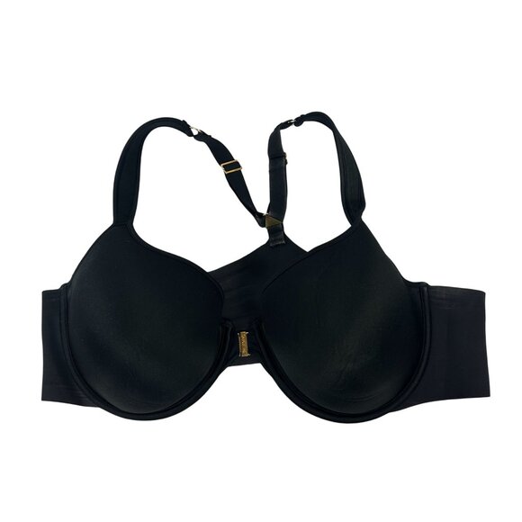 Aisilin Black Full Coverage Underwire Bra Gold Front Clasp Closure 44D - Picture 1 of 7